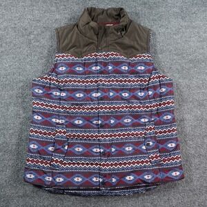 Ariat Vest Womens 2XL Blue Red Aztec Puffer Full Zip Pockets Southwest 14708